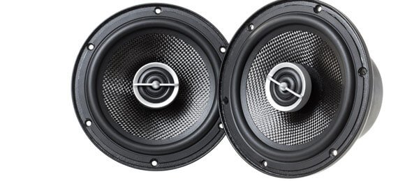 Pair of black car audio speakers